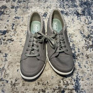 Keds Gray Center II Cotton Slub Lace-Up Sneakers Size 8